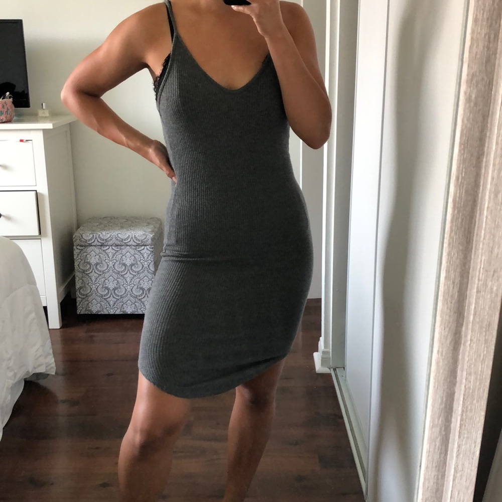 Grey ribbed dress